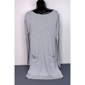 J. Jil Women's Long Sleeve Striped Knee Length T-Shirt Dress Gray Size Small